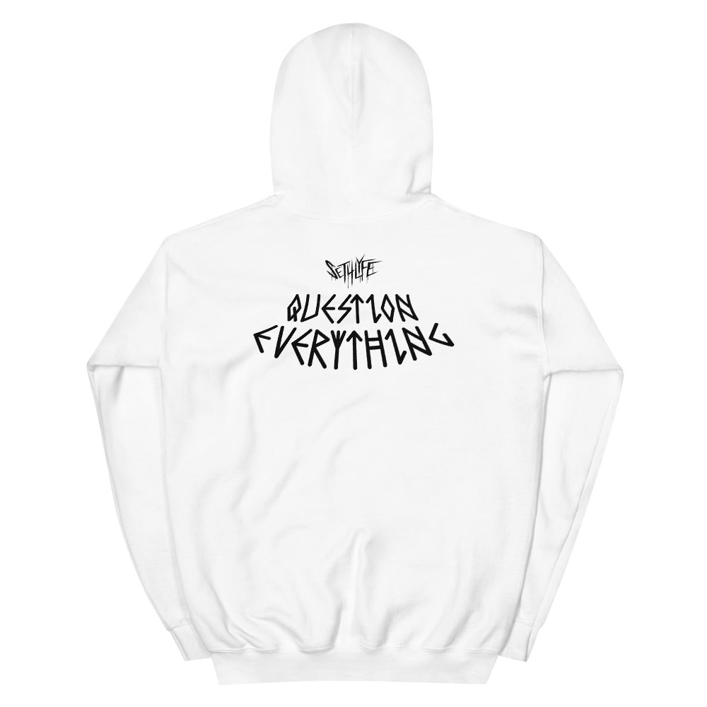 QUESTION EVERYTHING GRAPHIC HOODIE