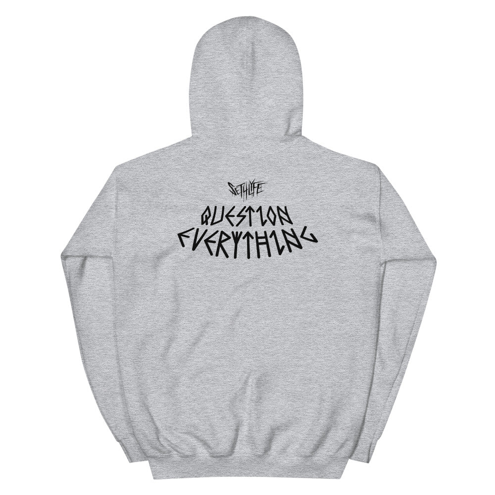 QUESTION EVERYTHING GRAPHIC HOODIE