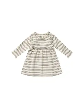 Quincy Mae - Basil Stripe Long sleeve Baby Dress