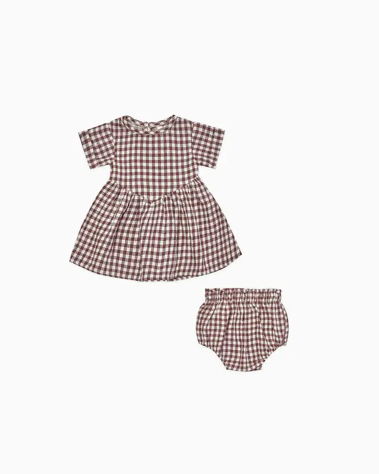 Quincy Mae - Plum Gingham Brielle Dress