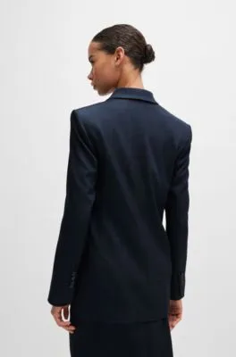 Regular-fit long-length jacket in denim-effect twill