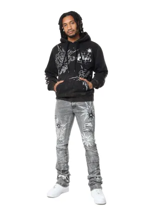 RHINESTONE DYSTOPIA HOODIE (BLACK)