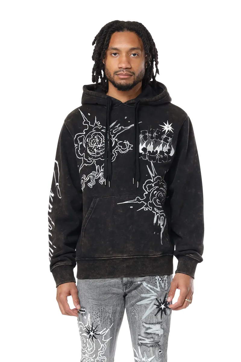 RHINESTONE DYSTOPIA HOODIE (BLACK)