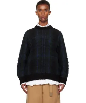 Sacai Black Plaid Knit Sweater