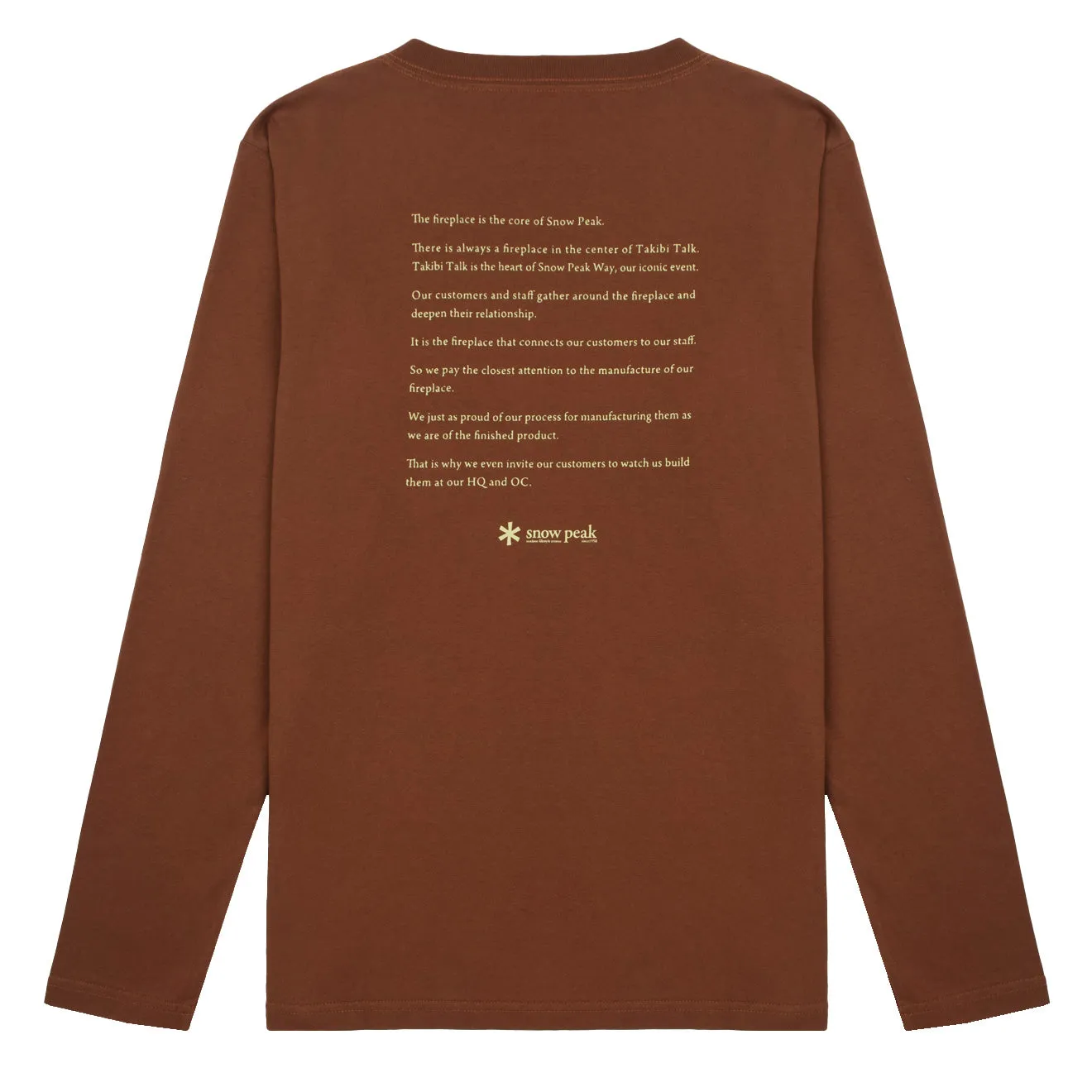 Snow Peak Fireplace Long Sleeve Tee Orange