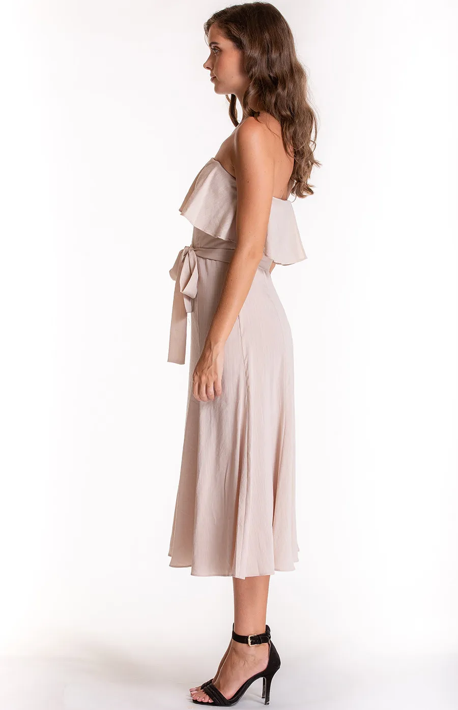 Strapless Summer Midi Dress with Frill Detail (SDR520A) 