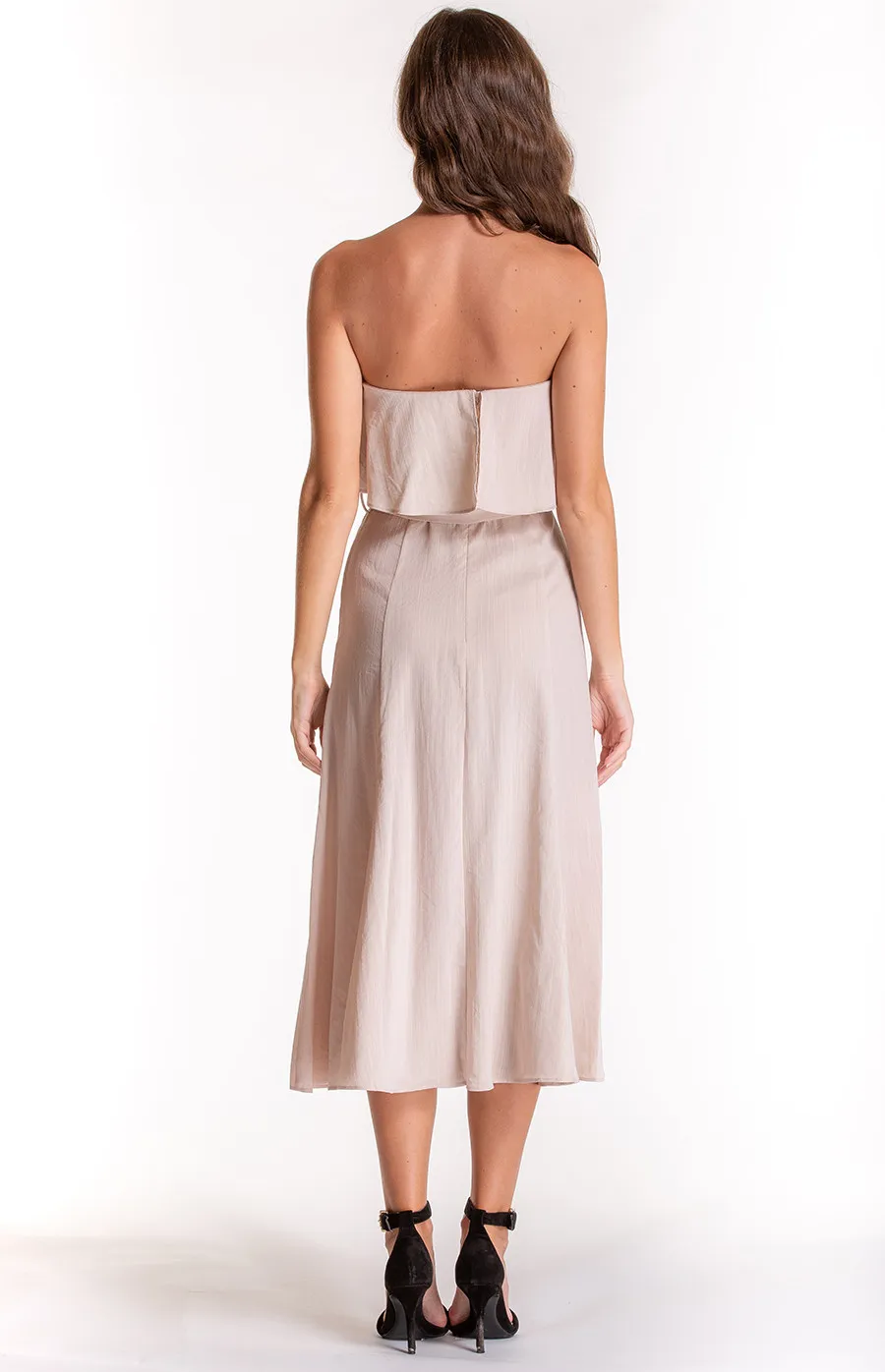 Strapless Summer Midi Dress with Frill Detail (SDR520A) 