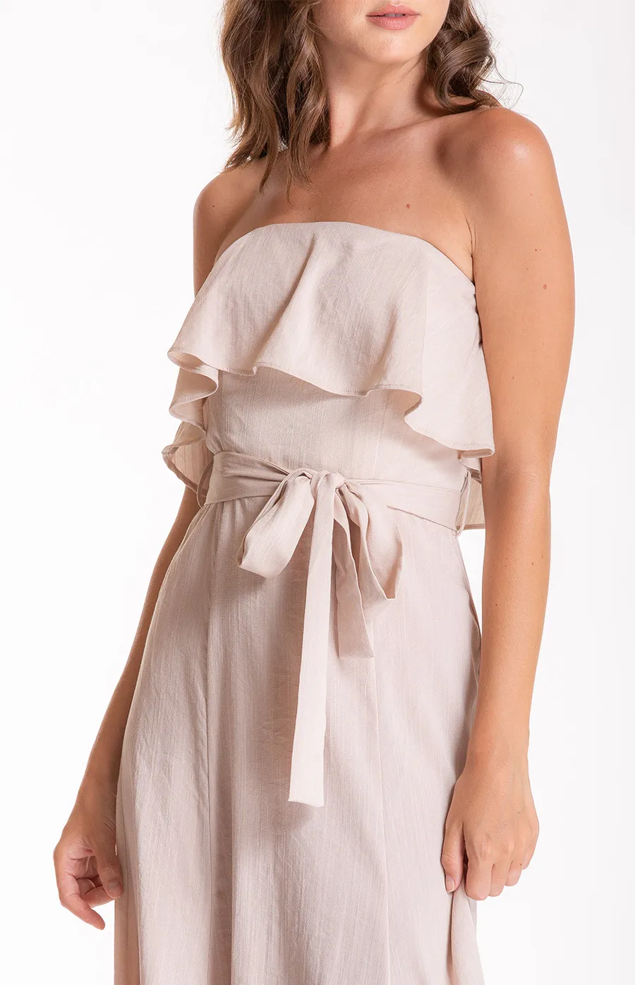 Strapless Summer Midi Dress with Frill Detail (SDR520A) 