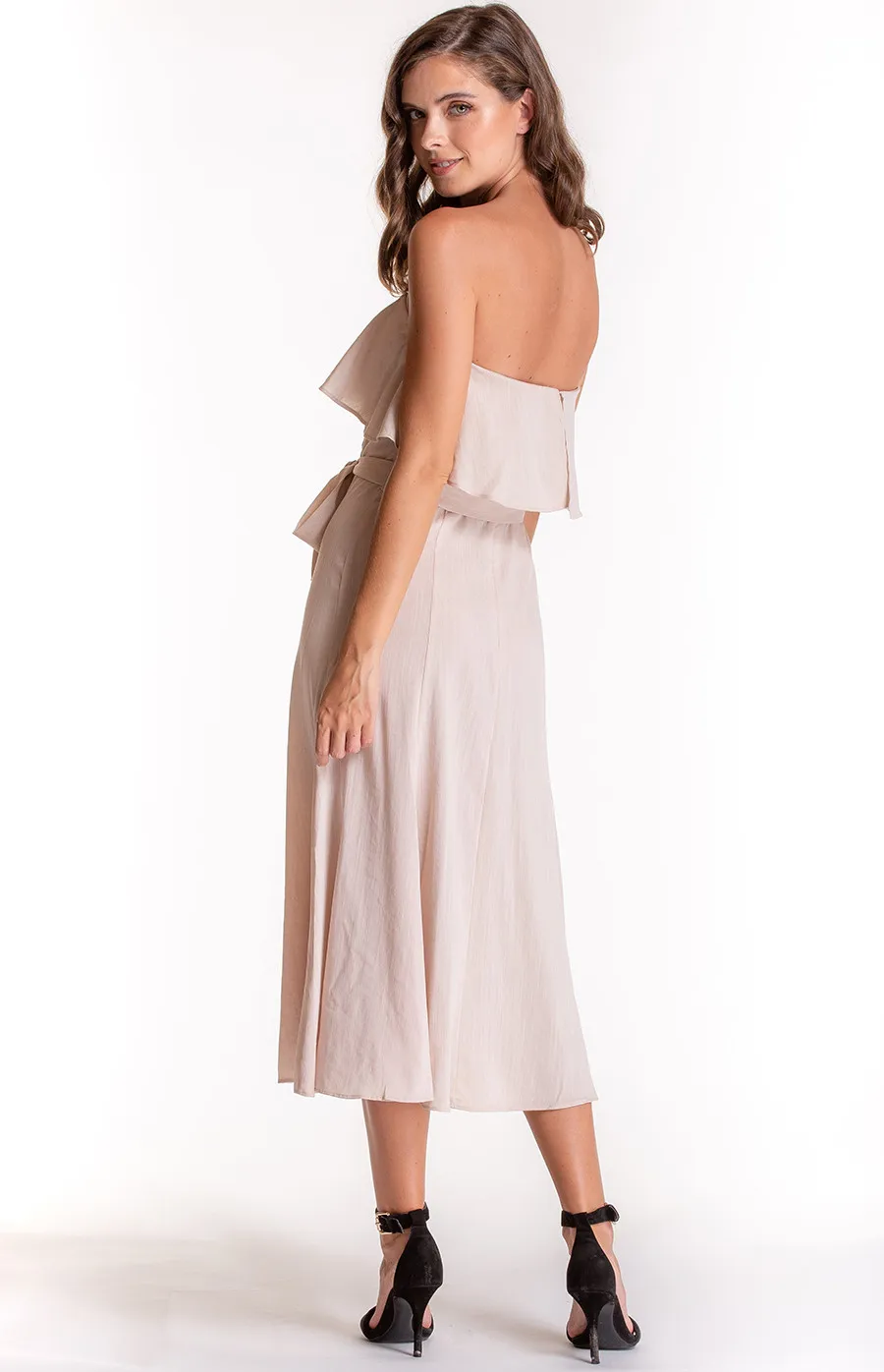 Strapless Summer Midi Dress with Frill Detail (SDR520A) 