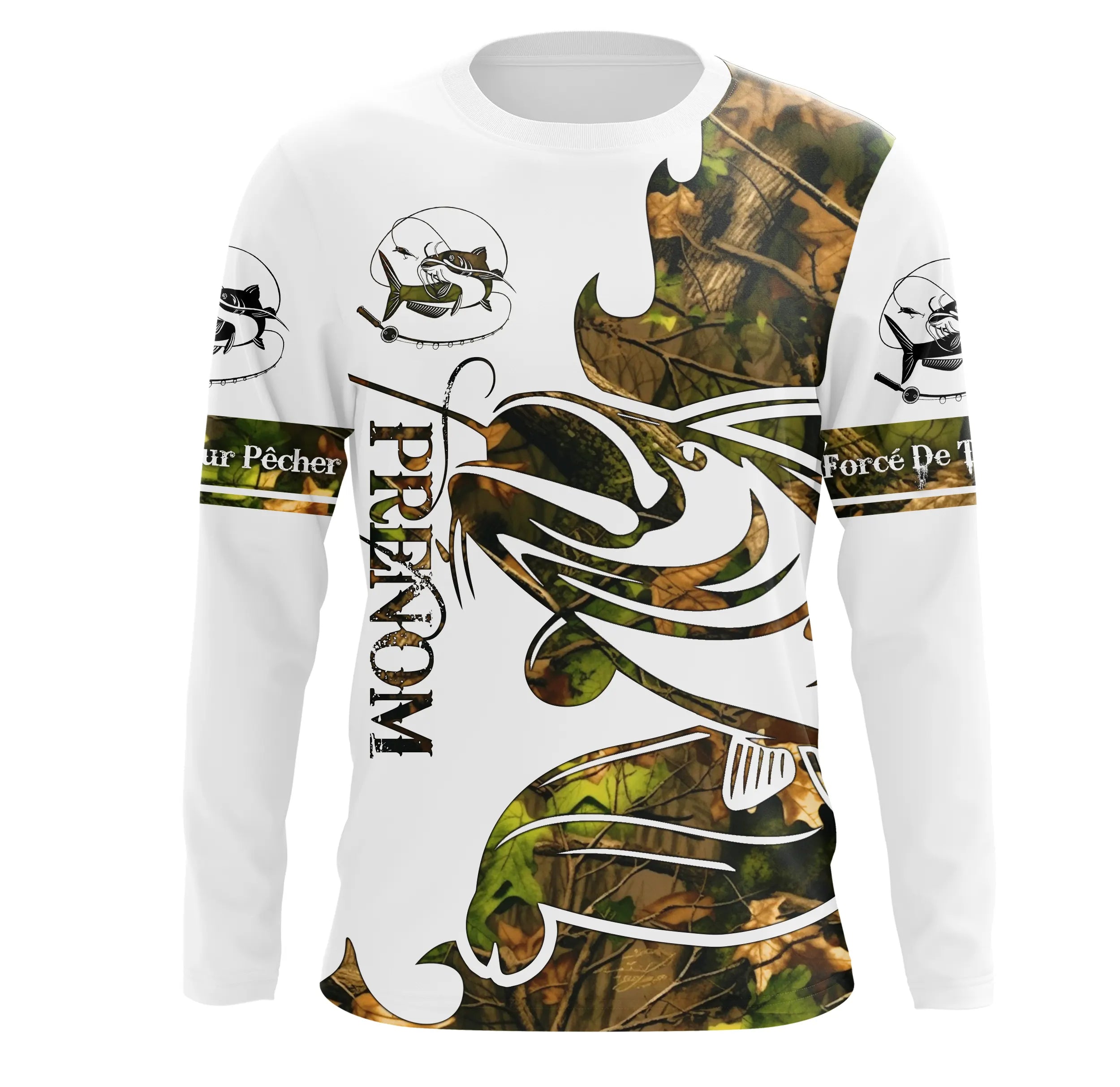 T-shirt Sweater Tatouage Camouflage Pêche Du Silure, Cadeau Personnalisé Pêcheur - CT09012227