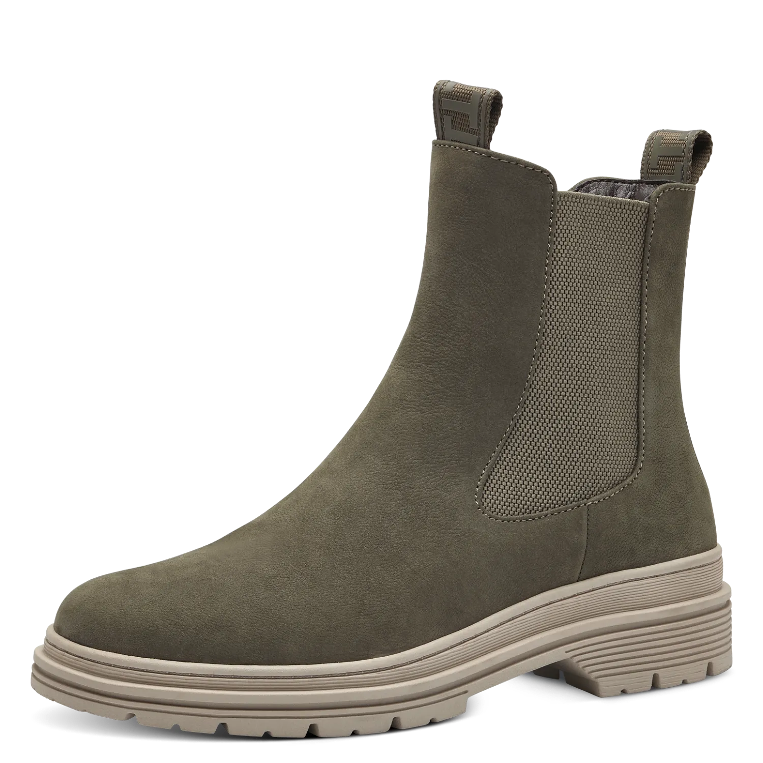 Tamaris Olive Leather Chelsea Boot