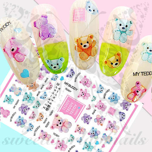 Teddy Bear Nail Art Nail Stickers