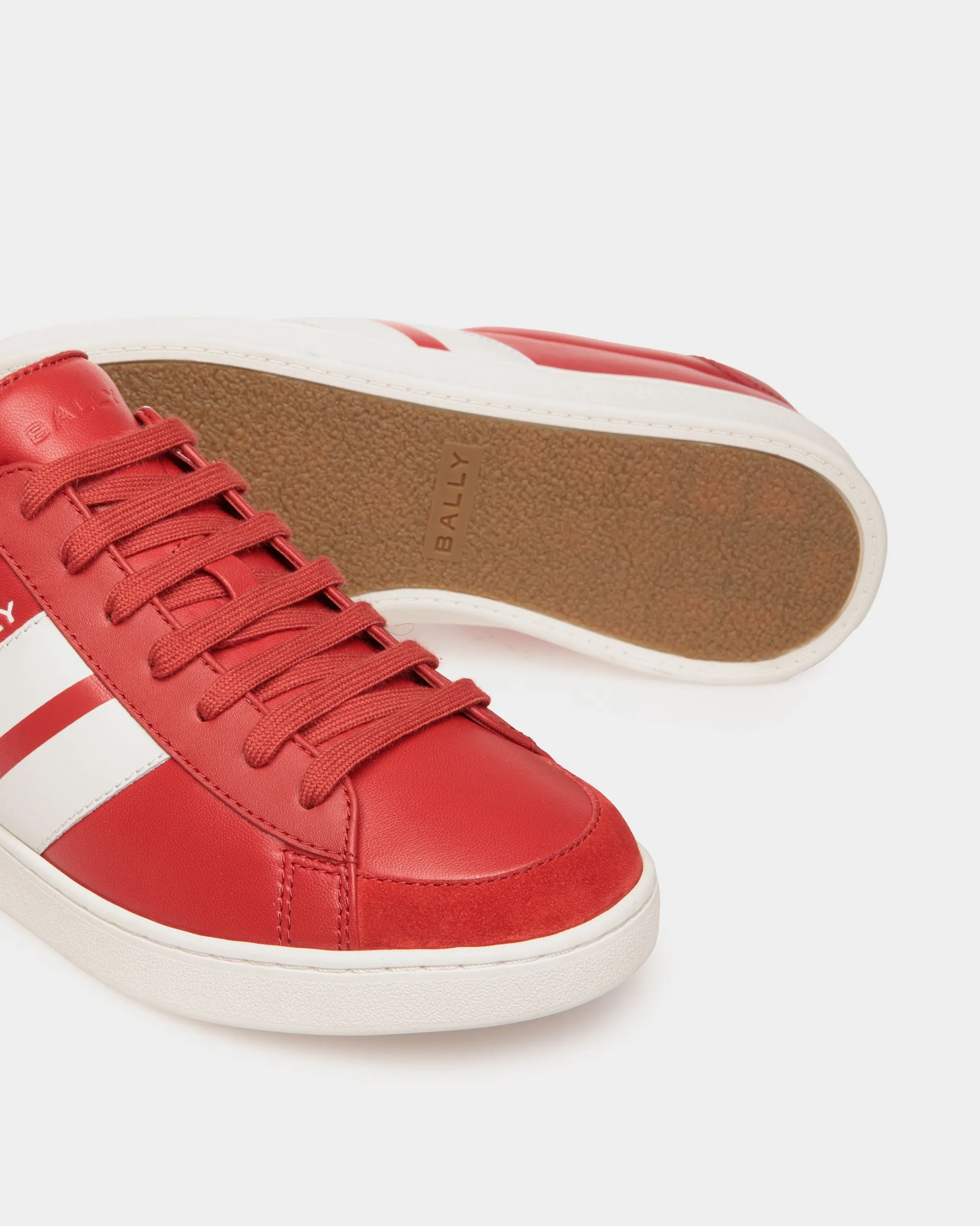 Tennis Sneaker In Candy Red And White Leather