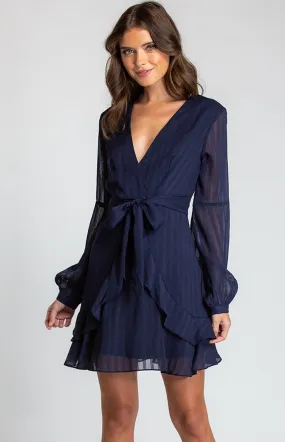 Textured Long Sleeve Dress with Ruffle Detail (SDR590A) 