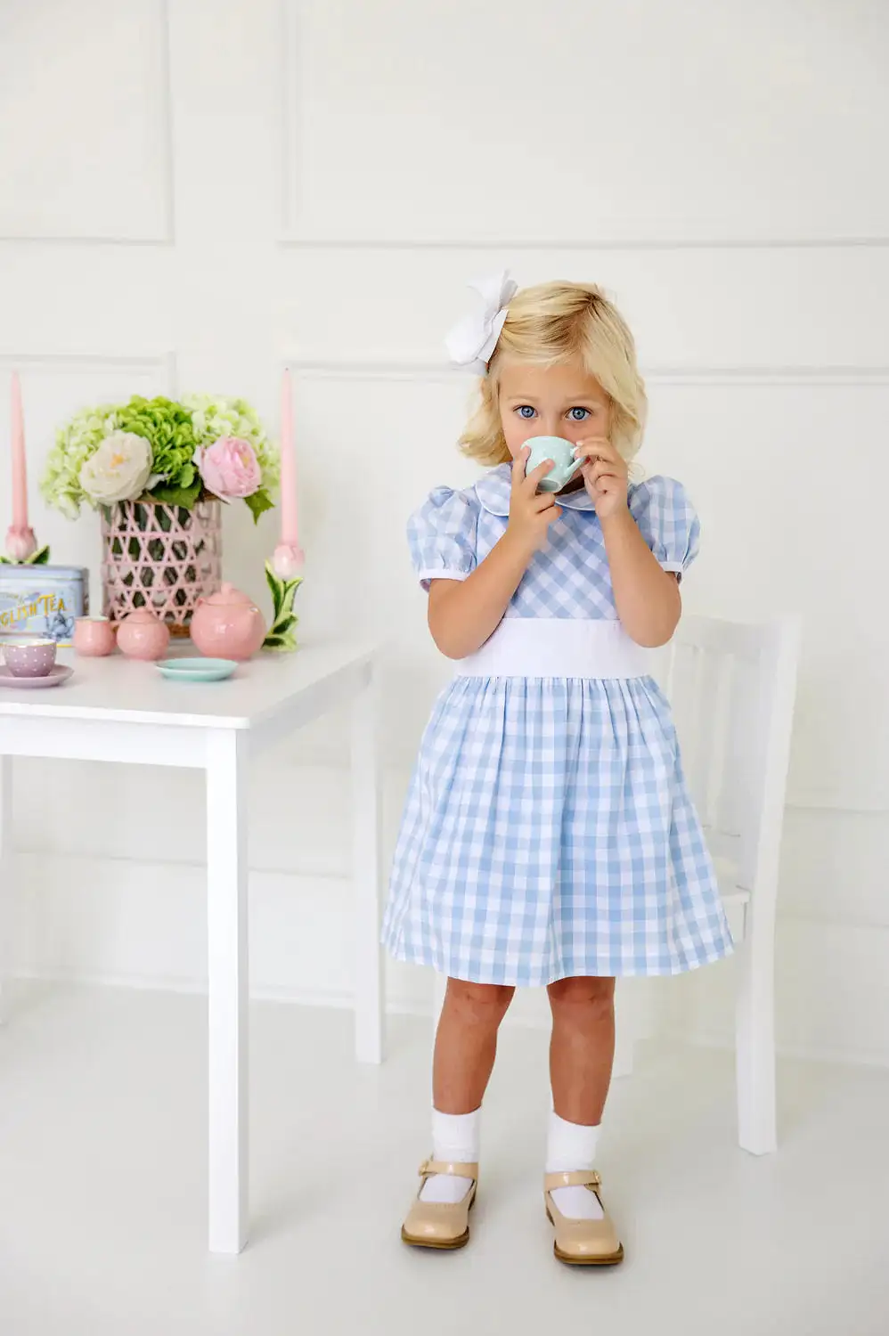 The Beaufort Bonnet Company - Beale Street Blue Check Cindy Lou Sash Dress