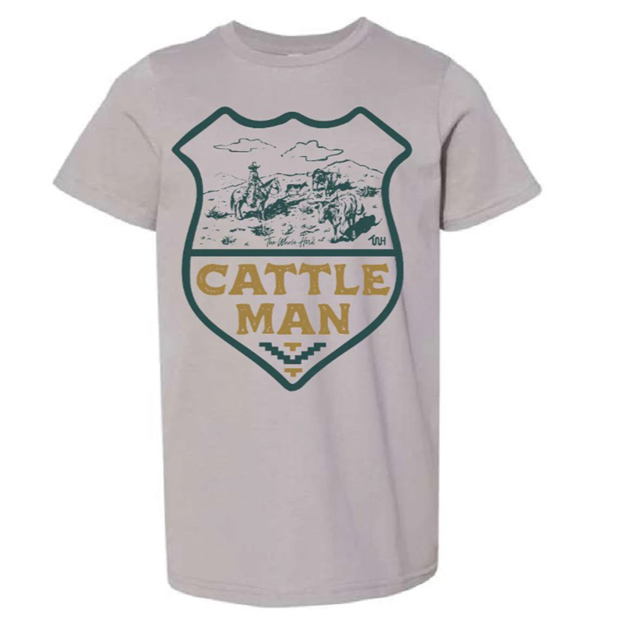 The Whole Herd Kid's Grey Cattleman Tee