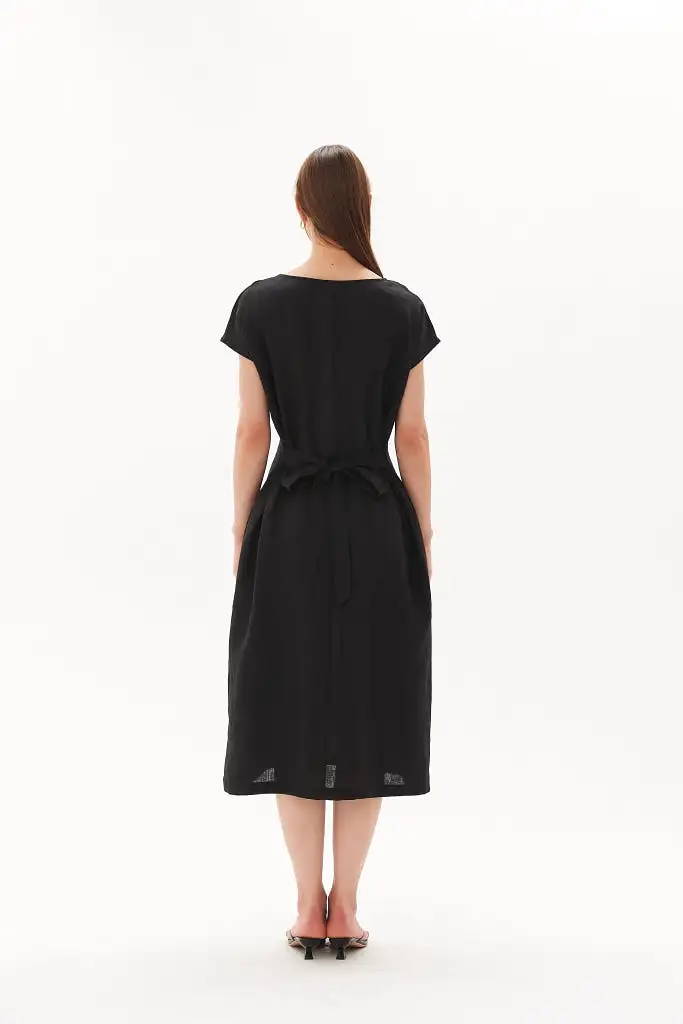 Tirelli - Tie Back Pleat Dress - Black