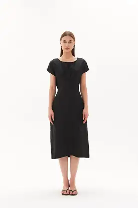 Tirelli - Tie Back Pleat Dress - Black