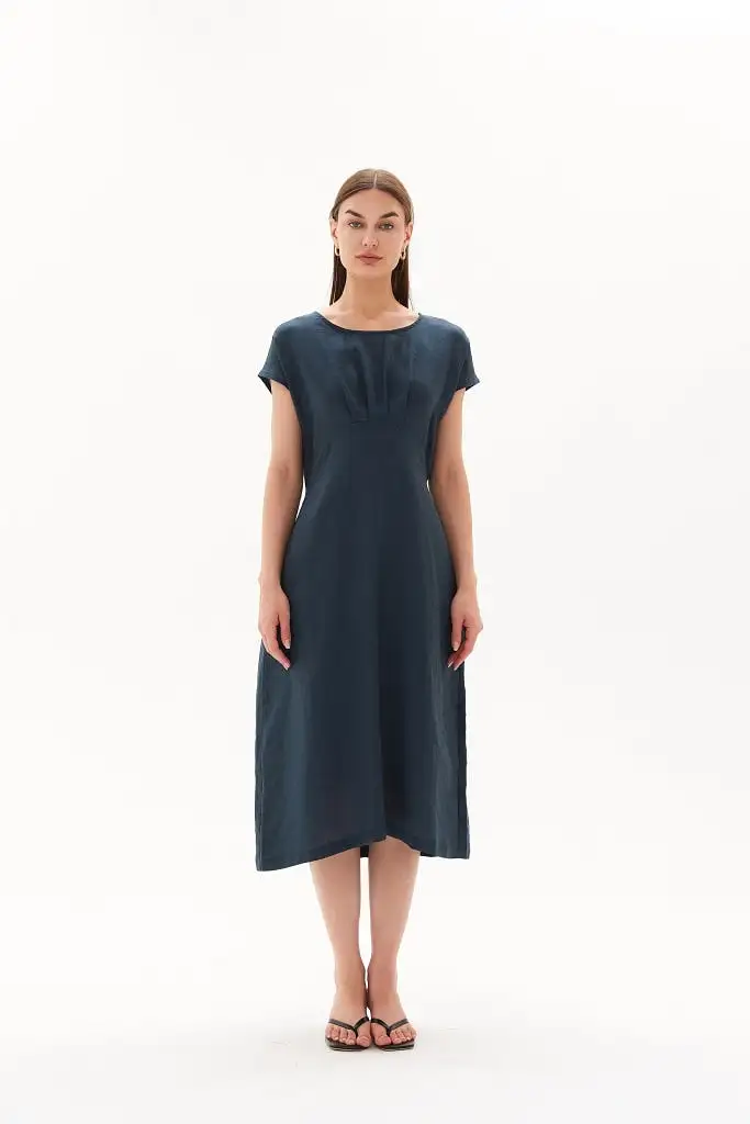 Tirelli - Tie Back Pleat Dress - Dark Ocean