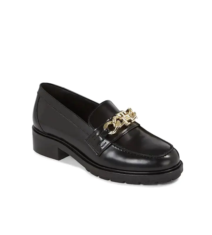 TOMMY HILFIGER Leather Chain Loafer Black