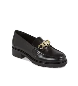 TOMMY HILFIGER Leather Chain Loafer Black