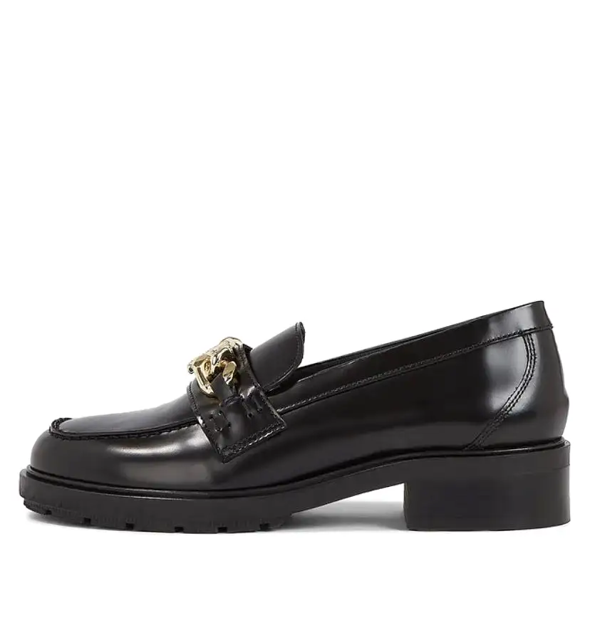 TOMMY HILFIGER Leather Chain Loafer Black