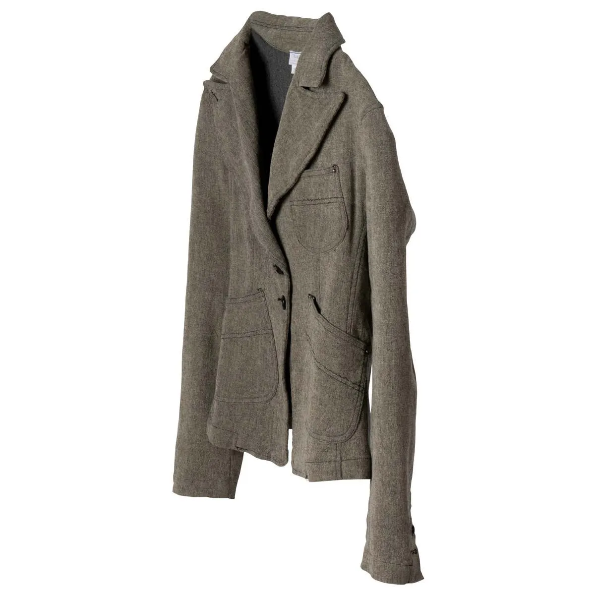 TRANSIT PAR-SUCH (Italy) Denim Cotton Blend Napoleon Collar Shooting Jacket Olive : M