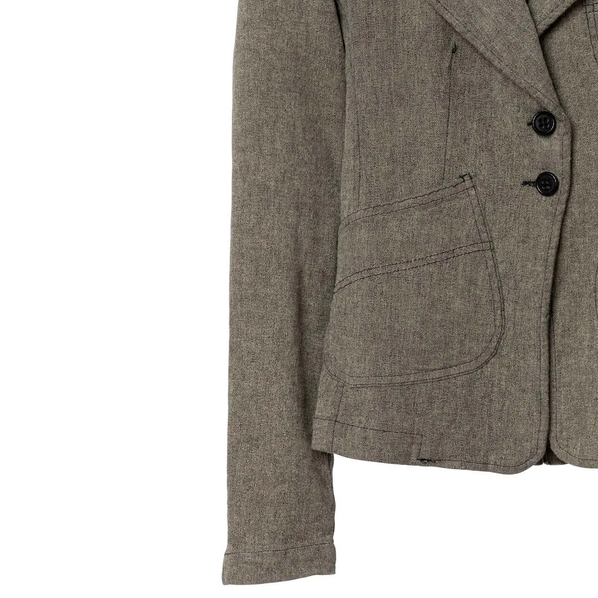 TRANSIT PAR-SUCH (Italy) Denim Cotton Blend Napoleon Collar Shooting Jacket Olive : M