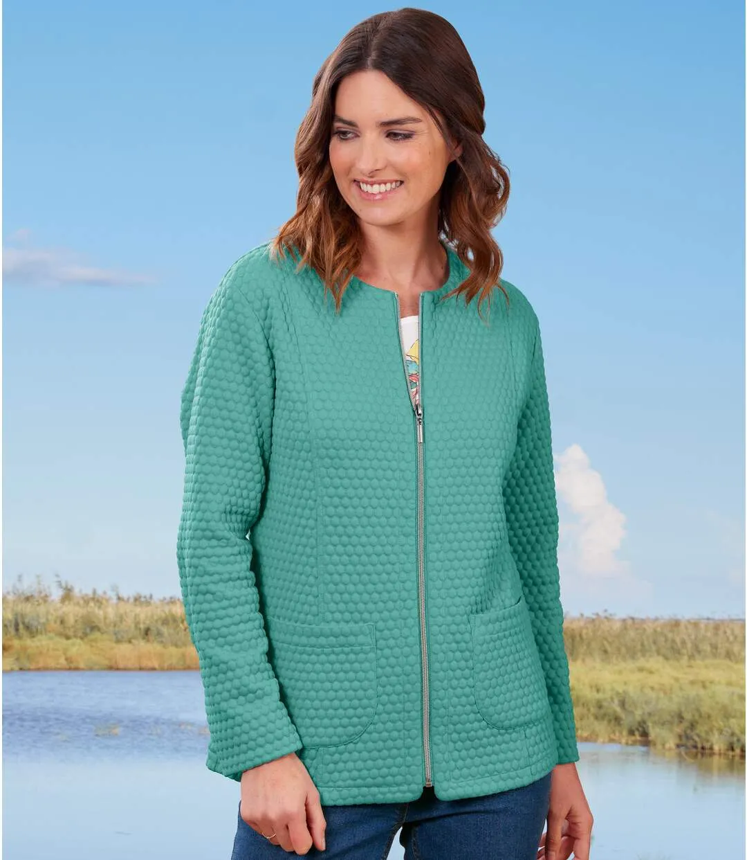 Women's Green Brushed Fleece Jacket 