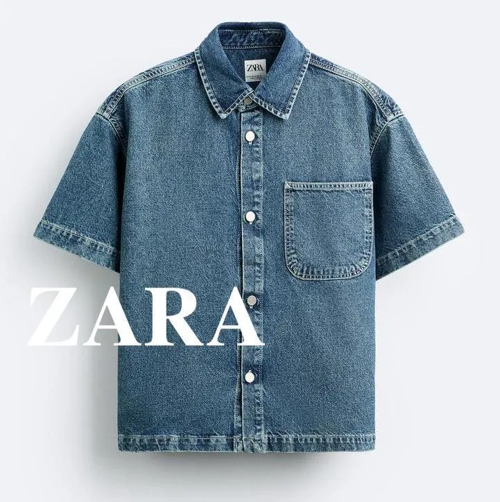 ZARA  |Denim Short Sleeves Shirts